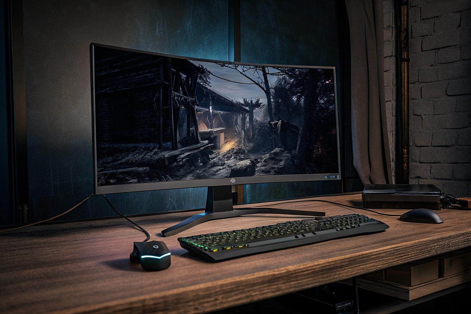 Gamer mit Curved-Monitor