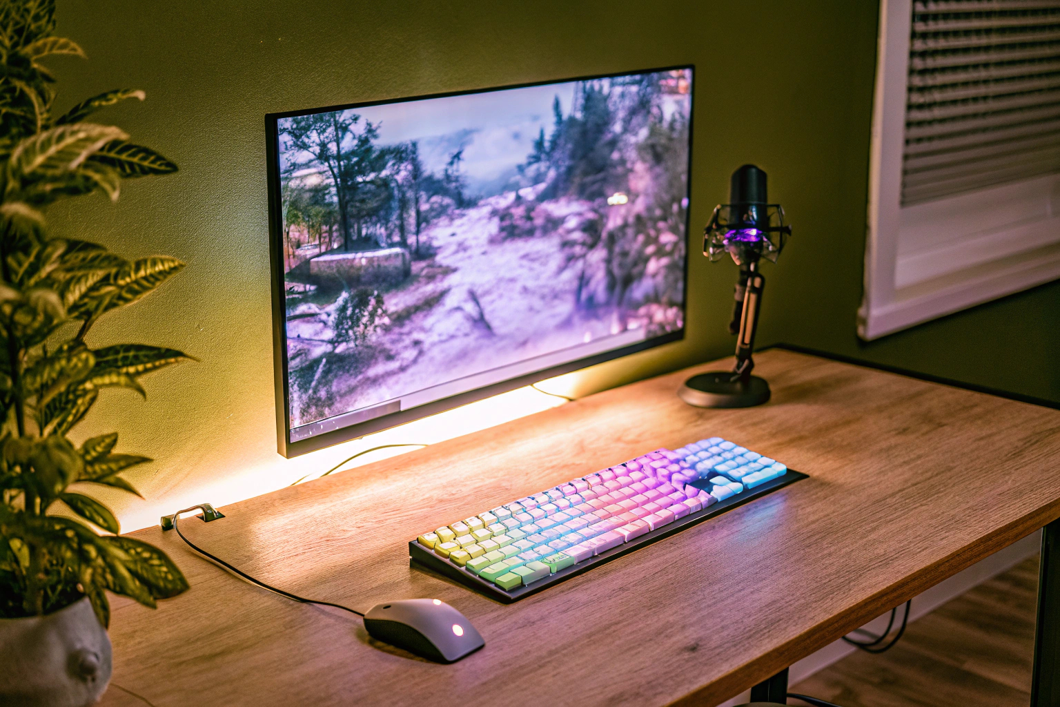 Gaming-Setup mit RGB-Mikrofon