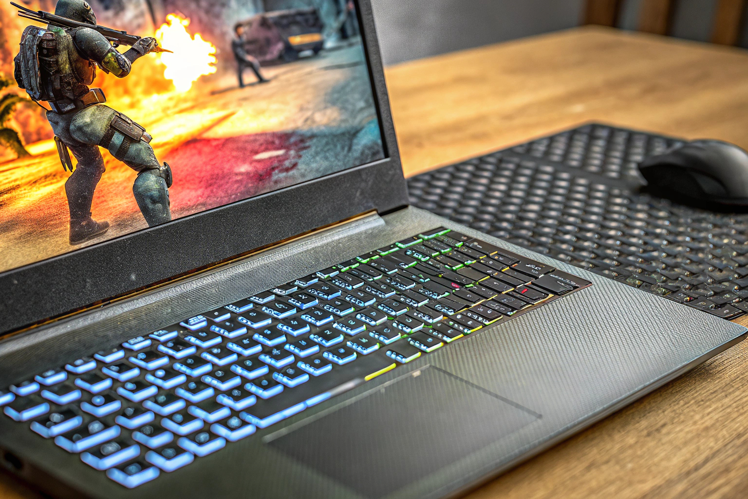 Gaming-Laptop mit Shooter-Spiel