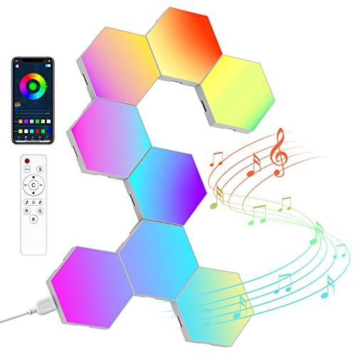 LED Sechseck Gaming Wandleuchte 8pcs Hexagon RGB Panel