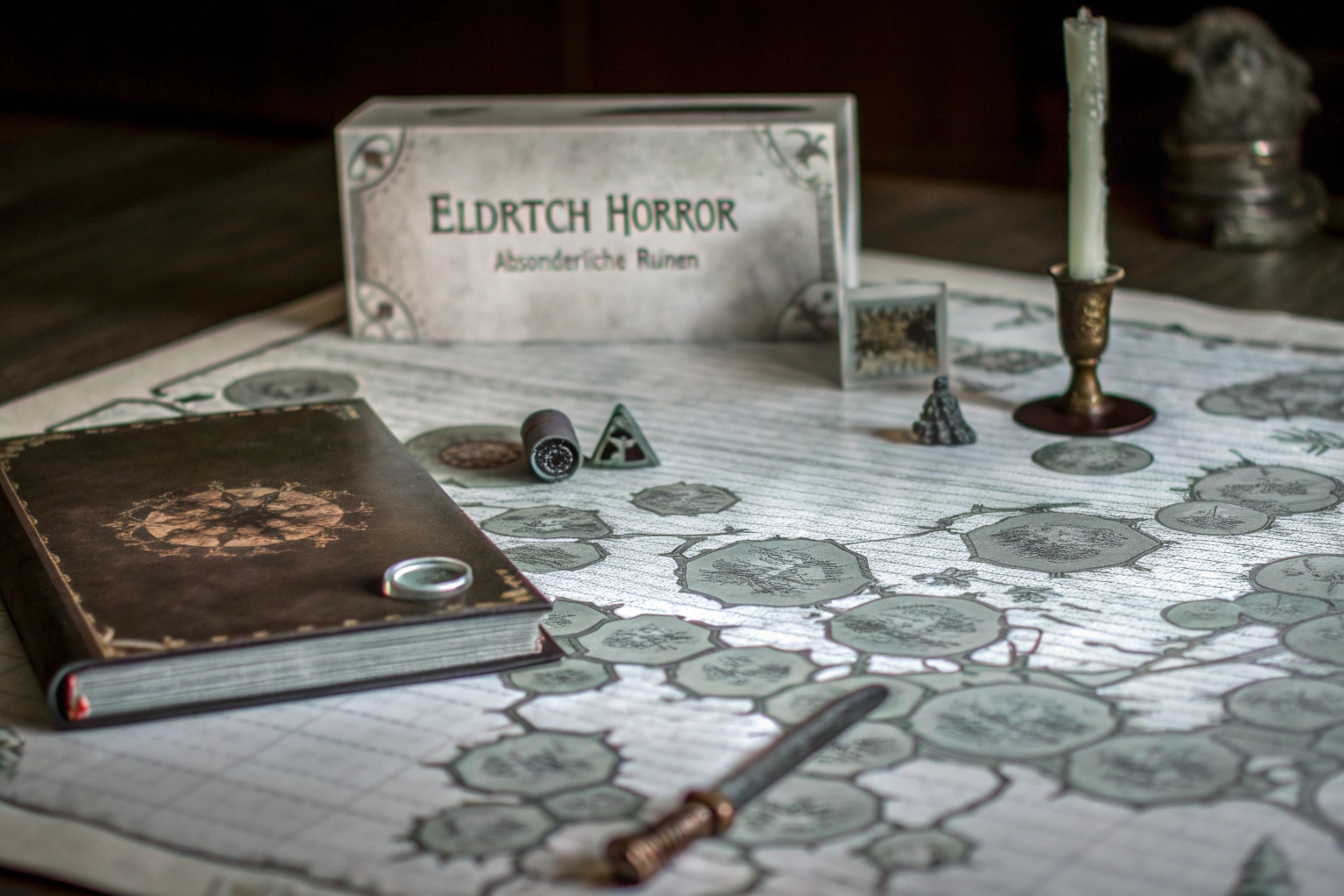 Spieler erleben Eldritch Horror – Absonderliche Ruinen mit mystischen Artefakten.